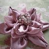 Beaded Satin Flower Brooch