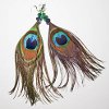Beaded Peacock Feather Earrings