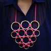 Brass Ring and Neon Knot Necklace