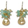 Gold and Aquamarine Crystal Earrings 