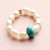 Turquoise and Pearl Ring in 12 Free Jewelry Projects to Make This Evening