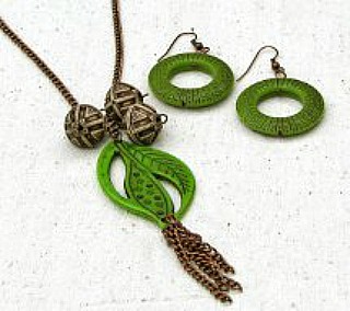 Easy Being Green Necklace and Earrings